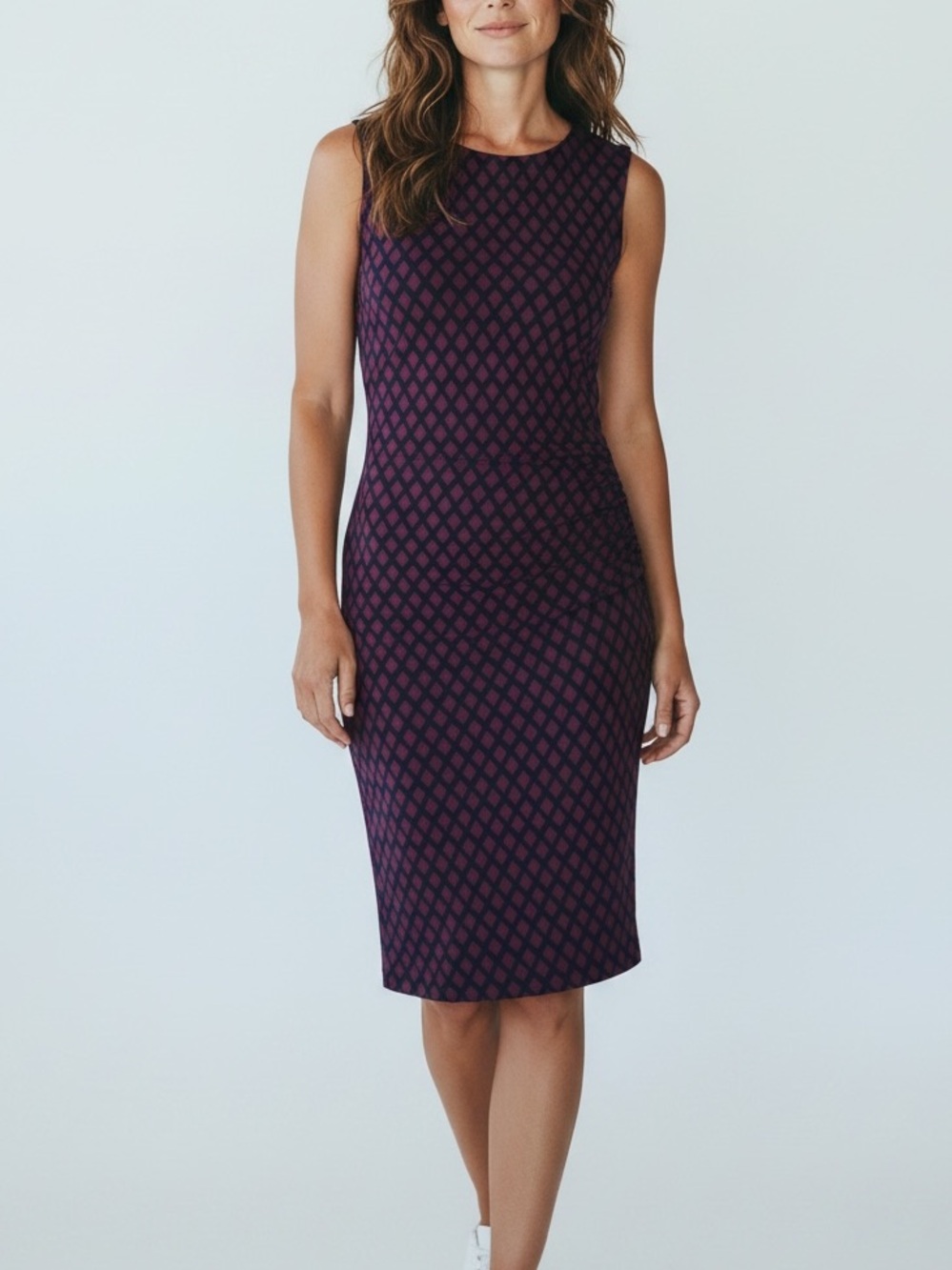 LAUREN Ralph‎ Lauren Rioja Maroon Navy Midi Dress